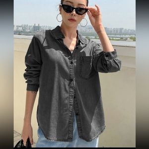 Black denim shirt